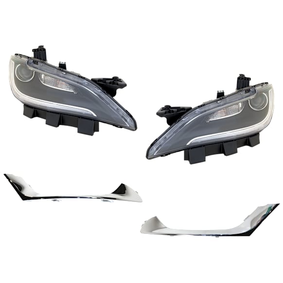 4-Piece Kit Driver and Passenger Side Halogen Headlight, With bulb(s), For Models With Type 1 Bumper Cover, OE Replacement, Includes (2) Bumper Trim and (2) Headlight