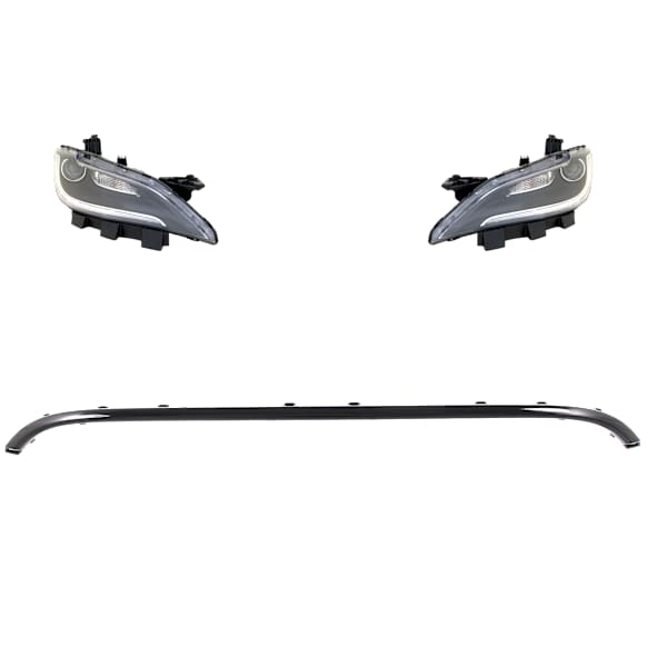 3-Piece Kit Driver and Passenger Side Halogen Headlight, With bulb(s), For Models With Type 1 Bumper Cover, OE Replacement, Includes (1) Bumper Trim and (2) Headlight