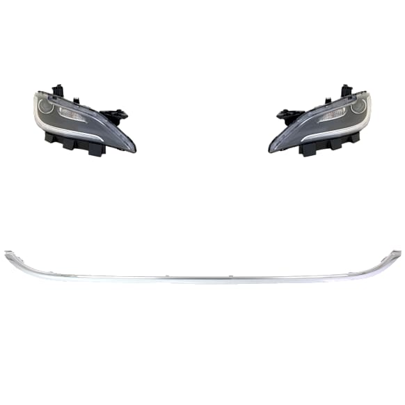 3-Piece Kit Driver and Passenger Side Halogen Headlight, With bulb(s), OE Replacement, Includes (1) Bumper Trim and (2) Headlight