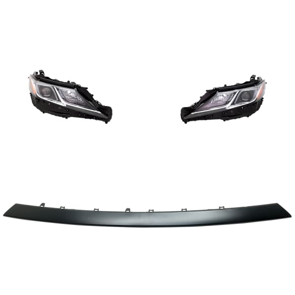 3-Piece Kit, Driver and Passenger Side LED Headlight, With bulb(s), OE Replacement, Includes (1) Bumper Trim and (2) Headlight