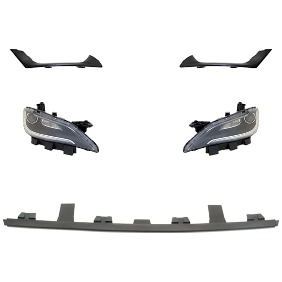 2015 Chrysler 200 - 5-Piece Kit Driver and Passenger Side Halogen Headlight, With bulb(s), For Models Without Adaptive Cruise Control, OE Replacement,  Includes (3) Bumper Trim and (2) Headlight