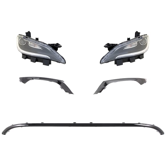 5-Piece Kit Driver and Passenger Side Halogen Headlight, With bulb(s), OE Replacement, Includes (3) Bumper Trim and (2) Headlight