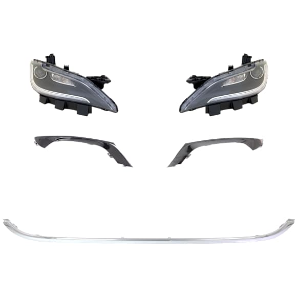 5-Piece Kit Driver and Passenger Side Halogen Headlight, With bulb(s), For Models With Type 2 Bumper Cover, OE Replacement, Includes (3) Bumper Trim and (2) Headlight