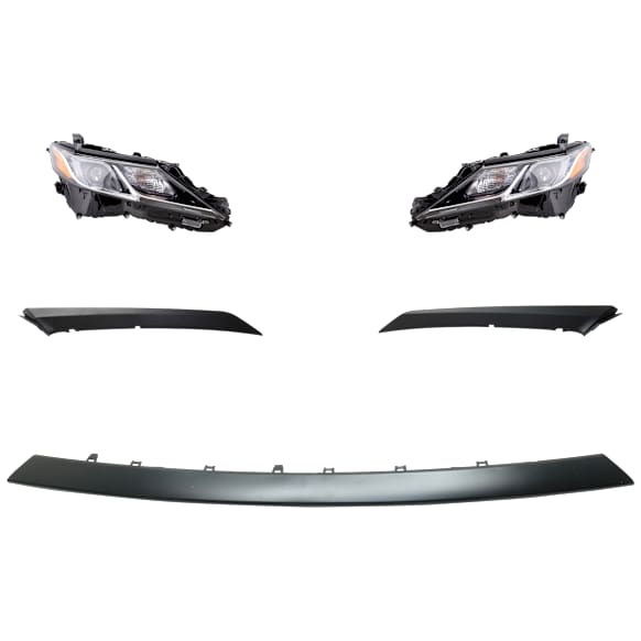 5-Piece Kit Driver and Passenger Side LED Headlight, With bulb(s), OE Replacement, Includes (3) Bumper Trim and (2) Headlight