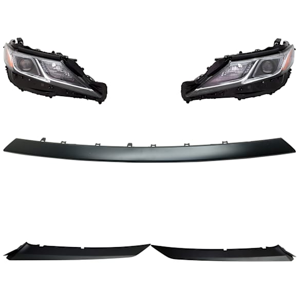 5-Piece Kit, Driver and Passenger Side LED Headlight, With bulb(s), OE Replacement, Includes (3) Bumper Trim and (2) Headlight