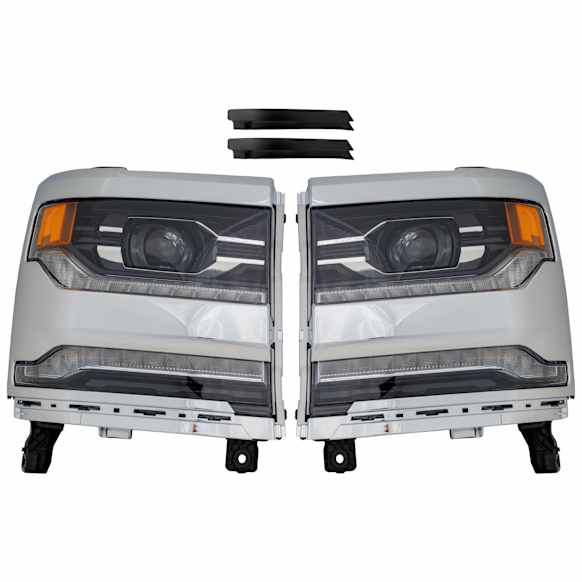 4-Piece Kit, Driver and Passenger Side LED Headlight, With bulb(s), OE Replacement, CAPA Certified, Includes (2) Bumper Trim and (2) Headlight