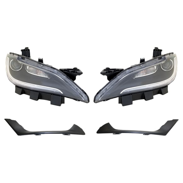 4-Piece Kit Driver and Passenger Side Halogen Headlight, With bulb(s), OE Replacement, Includes (2) Bumper Trim and (2) Headlight