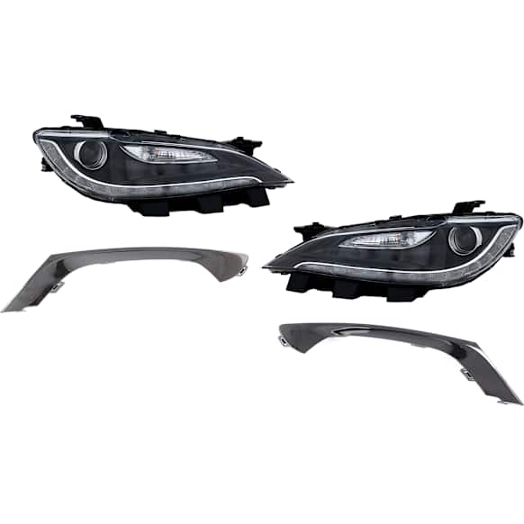 2015-2016 Chrysler 200 - 4-Piece Kit Driver and Passenger Side HID/Xenon Headlight, With bulb(s), For Models With Type 2 Bumper Cover, OE Replacement, Includes (2) Bumper Trim and (2) Headlight