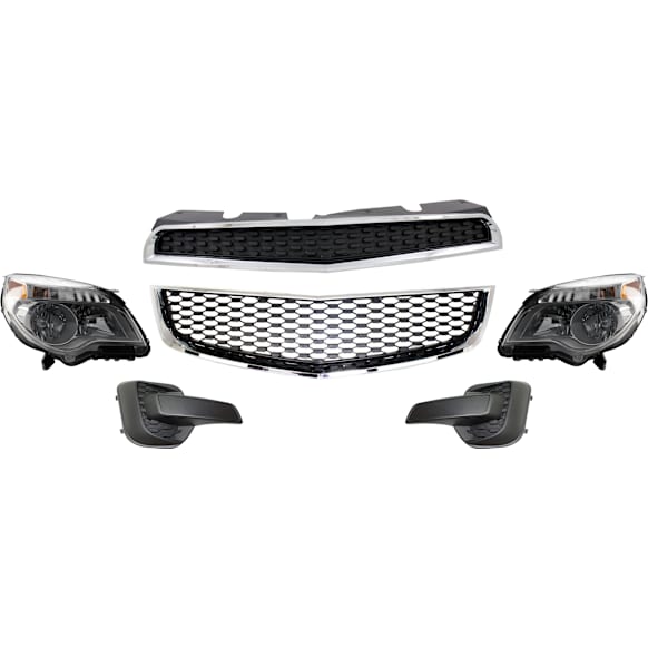 6-Piece Kit, Grille Textured Black, CAPA Certified, Includes (1) Bumper Grille, (2) Fog Light Cover, (1) Grille Assembly, and (2) Headlight