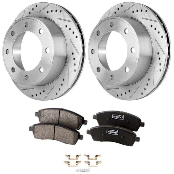 Rear Brake Disc and Pad Kit, Cross-drilled and Slotted