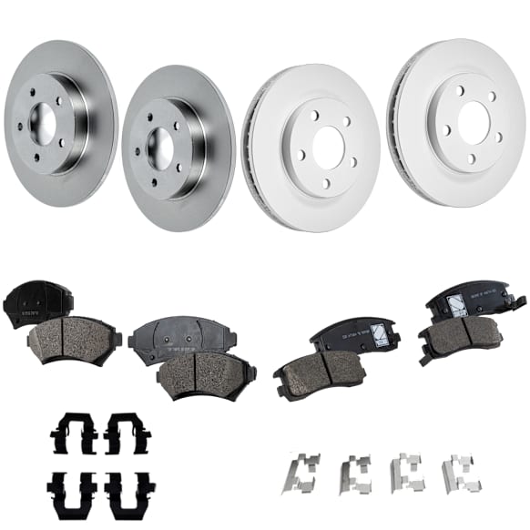 KIT-092921-2354 4-Wheel Set Front and Rear Brake Disc and Pad Kit, Plain Surface 5 Lugs - Front; 5 Lugs - Rear Front-Ceramic/Rear-Semi-Metallic Pro-Line Series, Includes (4) Brake Disc and (2) Brake Pad Set