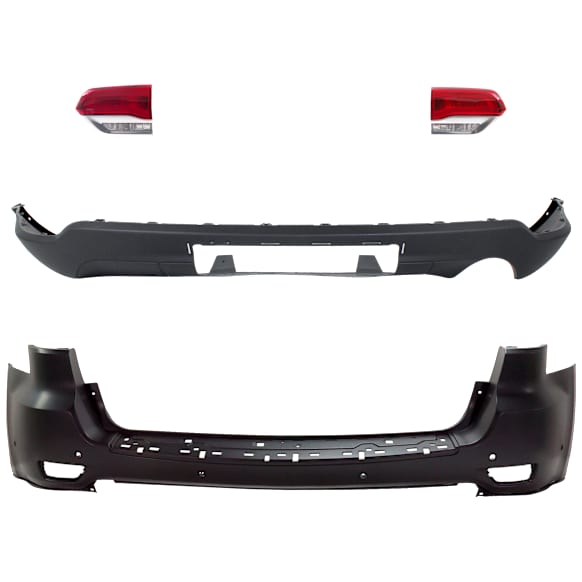 4-Piece Kit Driver and Passenger Side, Inner Halogen Tail Light, With bulb(s), Includes (2) Bumper Cover and (2) Tail Light