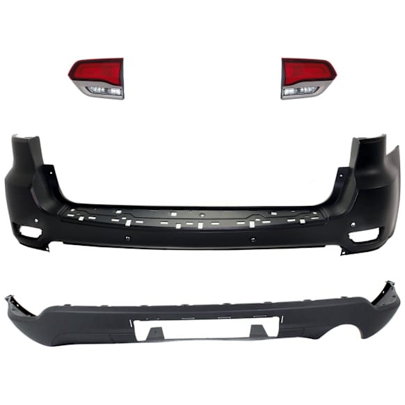 4-Piece Kit Rear, Upper and Lower Upper - Primed, Lower - Textured Bumper Cover, Includes (2) Bumper Cover and (2) Tail Light
