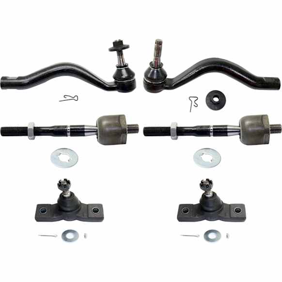 6-Piece Kit Front, Driver and Passenger Side Suspension Kit, Includes (2) Ball Joint and (4) Tie Rod End