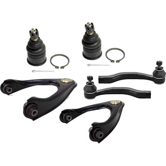 6-Piece Kit Front, Driver and Passenger Side, Upper Control Arm Kit, Includes (2) Ball Joint, (2) Control Arm, and (2) Tie Rod End