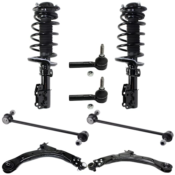 8-Piece Kit Front, Driver and Passenger Side, Lower Control Arm Kit, Includes (2) Control Arm, (2) Tie Rod End, (2) Sway Bar Link and (2) Shock Absorber and Strut Assembly