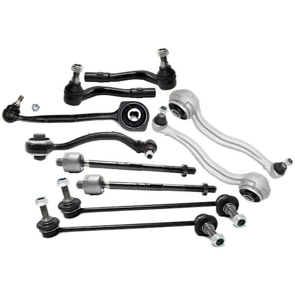 10-Piece Kit Front, Driver and Passenger Side, Lower, Frontward and Rearward Control Arm Kit, Includes (4) Control Arm, (2) Sway Bar Link, and (4) Tie Rod End