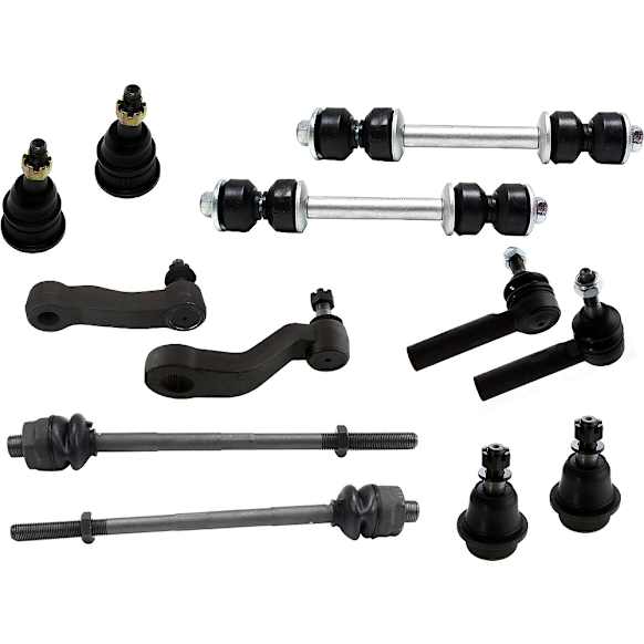 12-Piece Kit Front Suspension Kit, Includes (4) Ball Joint, (4) Tie Rod End, (2) Sway Bar Link, (1) Idler Arm and (1) Pitman Arm