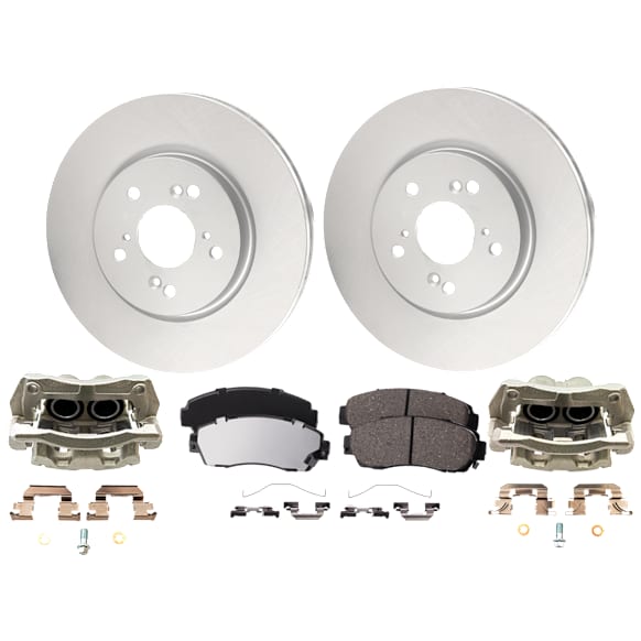Front Brake Kit With Calipers, Natural Finish, Plain Surface, 5 Lugs, 295.91 mm, Ceramic