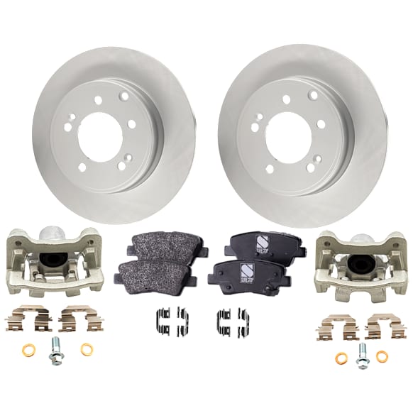 Rear Brake Kit With Calipers, Natural Finish, Plain Surface, 5 Lugs, 282.96 mm, Organic, FWD
