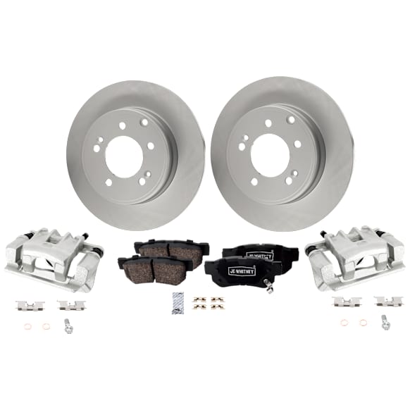 Rear Brake Kit With Calipers, Natural Finish, Plain Surface, 5 Lugs, 282.96 mm, Ceramic, FWD