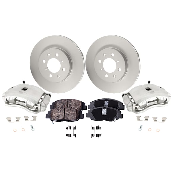 Front Brake Kit With Calipers, Natural Finish, Plain Surface, 4 Lugs, 261.87 mm, Ceramic, FWD