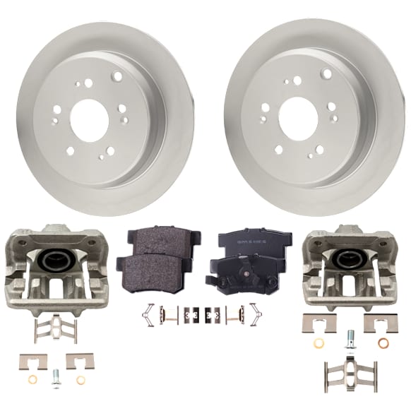 Rear Brake Kit With Calipers, Natural Finish, Plain Surface, 5 Lugs, 304.55 mm, Ceramic