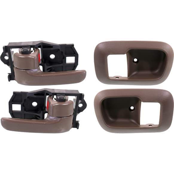 2001 Toyota Sienna - 4-Piece Kit Front or Rear, Driver and Passenger Side Brown Interior Door Handle, With Door Lock Button, Japan or USA Built Vehicle, Mini Passenger Van, Includes (2) Door Handle Trim and (2) Interior Door Handle
