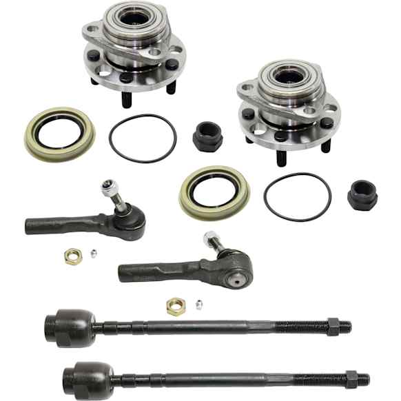 2-Wheel Set Front, Driver and Passenger Side Wheel Hub, 5 Lugs, With Bearing, Includes (4) Tie Rod End and (2) Wheel Hub