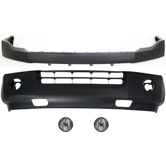 4-Piece Kit, Front, Upper and Lower Upper - Primed, Lower - Textured Bumper Cover, Includes (2) Bumper Cover and (2) Fog Light