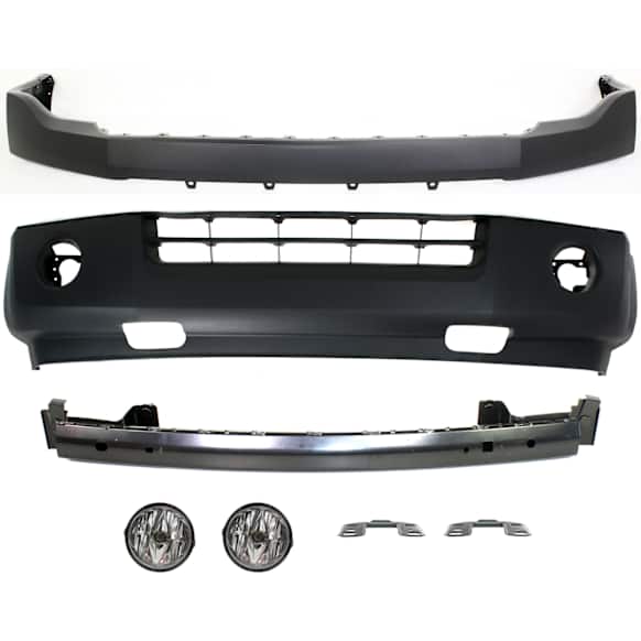 7-Piece Kit, Front, Upper and Lower Upper - Primed, Lower - Textured Bumper Cover, Includes (2) Bumper Bracket, (2) Bumper Cover, (1) Bumper Reinforcement, and (2) Fog Light