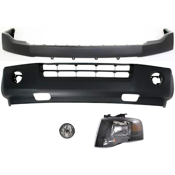 2014 Ford Expedition - 4-Piece Kit Driver Side Halogen Headlight, With bulb(s), OE Replacement,  Includes (2) Bumper Cover, (1) Fog Light, and (1) Headlight