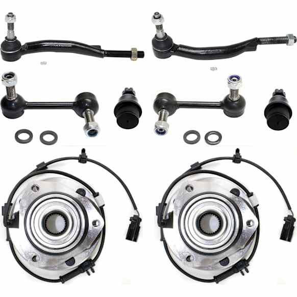 8-Piece Kit Front Suspension Kit, Includes (2) Tie Rod End, (2) Sway Bar Link, (2) Ball Joint and (2) Wheel Hub