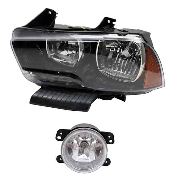 2-Piece Kit Driver Side Halogen Headlight, With bulb(s), OE Replacement, Includes (1) Fog Light and (1) Headlight