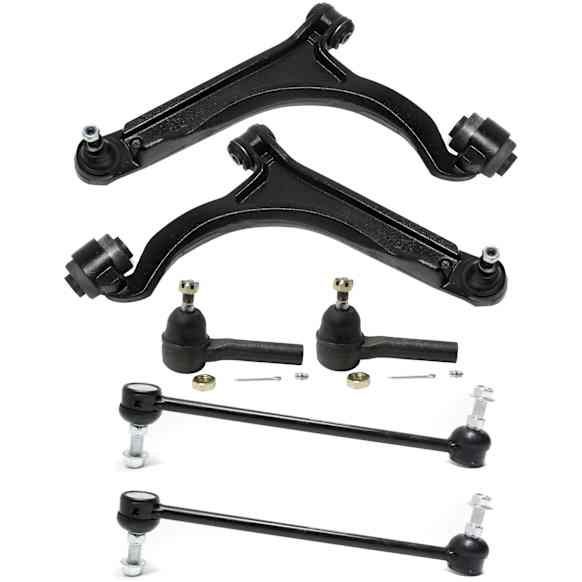 6-Piece Kit Front, Driver and Passenger Side, Lower Control Arm Kit, Includes (2) Control Arm, (2) Sway Bar Link, and (2) Tie Rod End