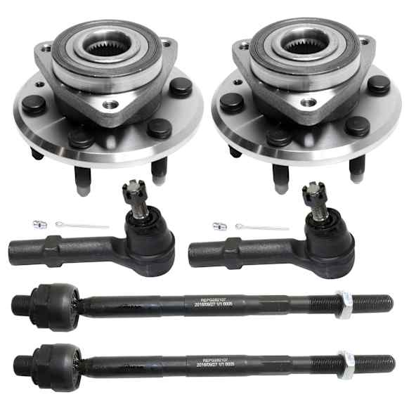 2-Wheel Set Front, Driver and Passenger Side Wheel Hub,, 3.6L, 6Cyl, Includes (4) Tie Rod End and (2) Wheel Hub