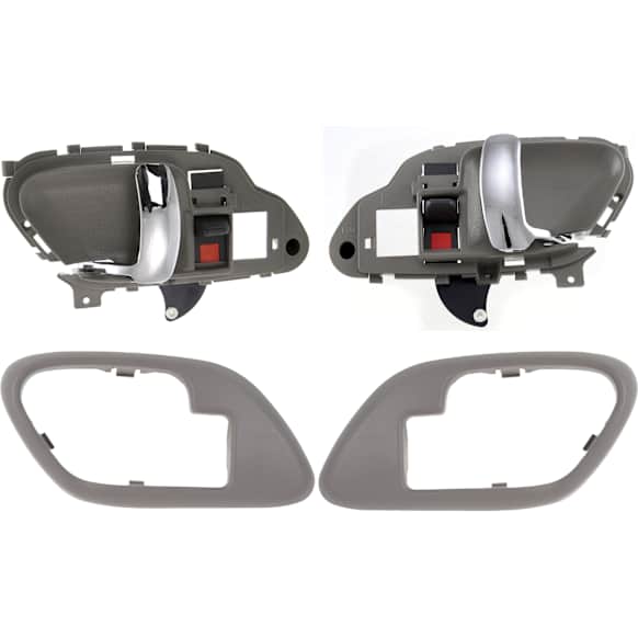 1995-2000 Chevrolet Tahoe - 4-Piece Kit Front, Driver and Passenger Side Interior Door Handle, Gray bezel with chrome lever, With door lock button, Includes (2) Door Handle Trim and (2) Interior Door Handle