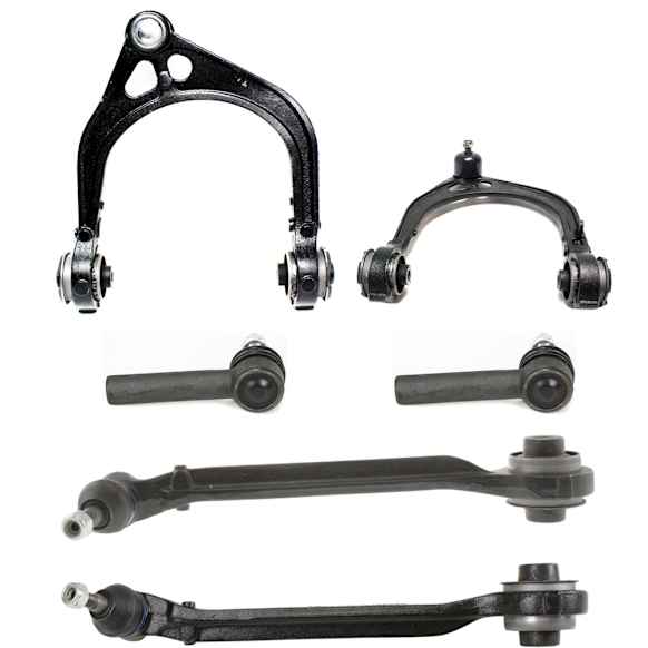 6-Piece Kit Front, Driver and Passenger Side, Upper and Lower, Forward Control Arm Kit, RWD, Change Left & Right at Same Time, Includes (4) Control Arm and (2) Tie Rod End