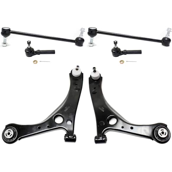 6-Piece Kit Front, Driver and Passenger Side, Lower Control Arm Kit, Includes (2) Control Arm, (2) Tie Rod End and (2) Sway Bar Link