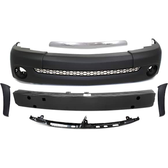 6-Piece Kit Standard Cab Pickup Front Primed Bumper Cover, Includes (1) Bumper Cover, (2) Bumper End, (1) Bumper Retainer, (1) Bumper Reinforcement and (1) Bumper Trim