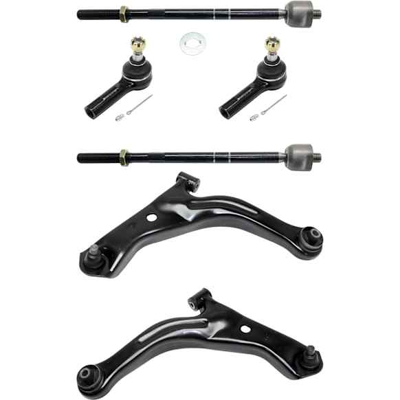 6-Piece Kit Front, Driver and Passenger Side, Lower Control Arm Kit, Includes (2) Control Arm and (4) Tie Rod End
