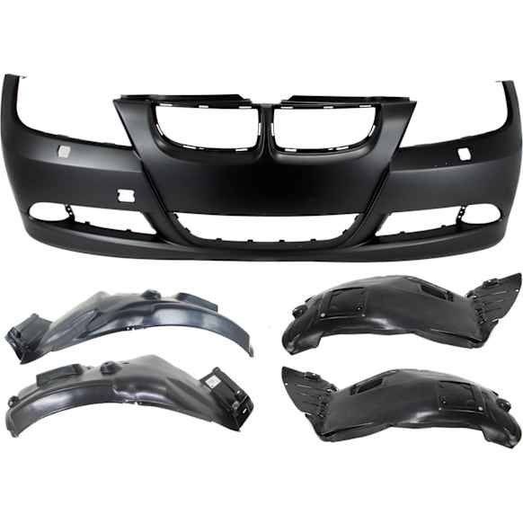 5-Piece Kit, Front Primed Bumper Cover, Includes (1) Bumper Cover and (4) Fender Liner