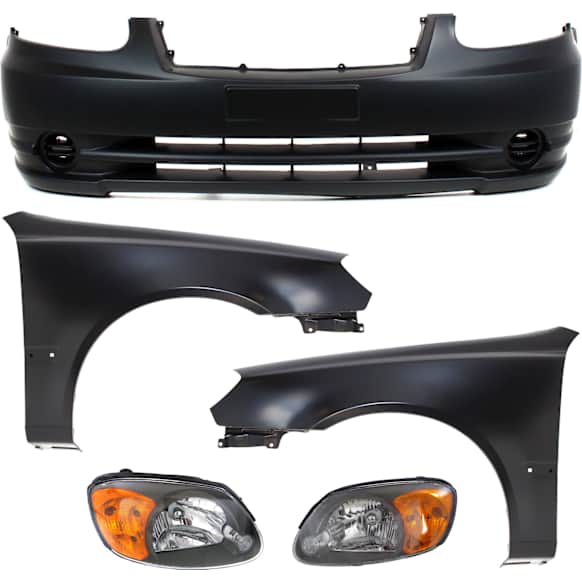 5-Piece Kit Driver and Passenger Side Halogen Headlight, With bulb(s), OE Replacement, Includes (1) Bumper Cover, (2) Fender and (2) Headlight