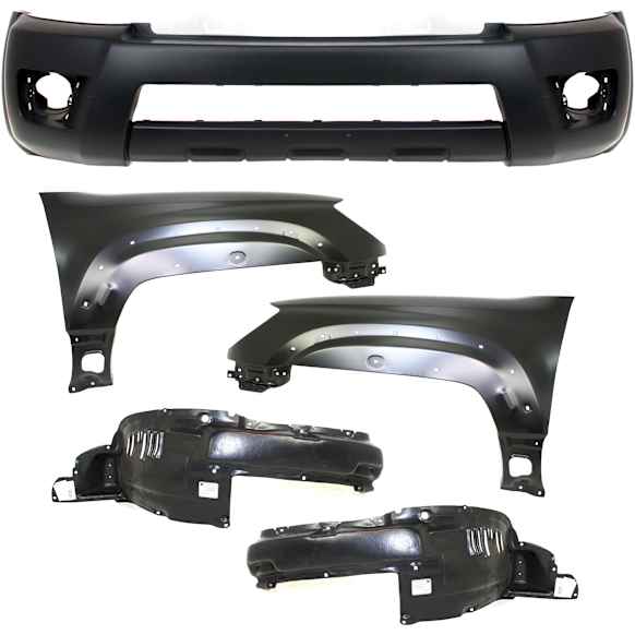 5-Piece Kit, Front Primed Bumper Cover, Includes (1) Bumper Cover, (2) Fender, and (2) Fender Liner