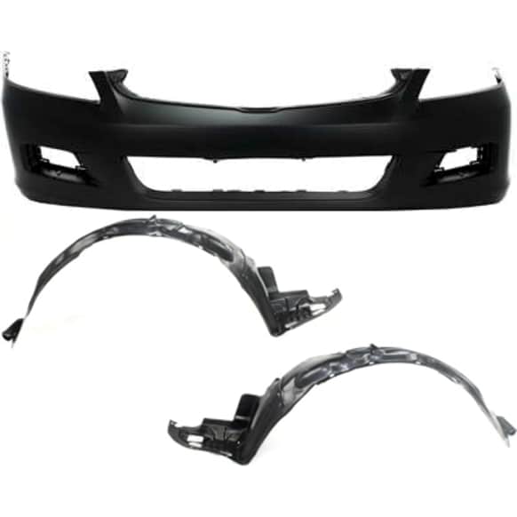2007 Honda Accord Value Package - 3-Piece Kit Front Primed Bumper Cover, Sedan,  Includes (1) Bumper Cover and (2) Fender Liner
