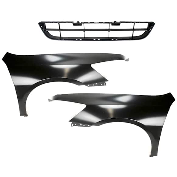 2007 Honda Accord - 3-Piece Kit Front, Driver and Passenger Side Fender, Steel, Primed, 4-Door, Sedan, Includes (1) Bumper Grille and (2) Fender