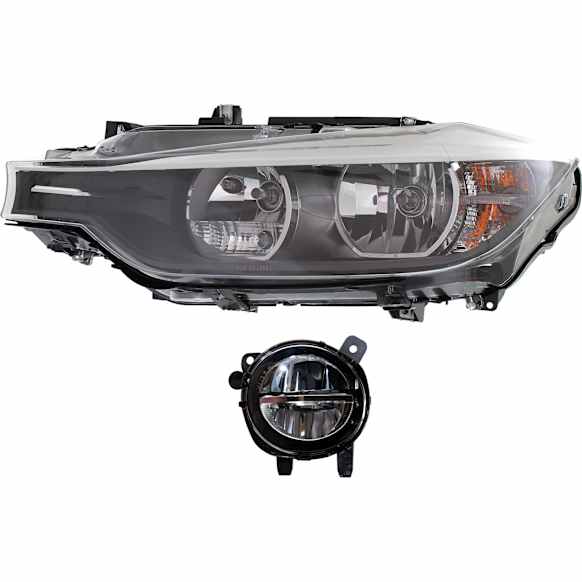 2-Piece Kit Driver Side Halogen Headlight, With bulb(s), OE Replacement, Includes (1) Fog Light and (1) Headlight
