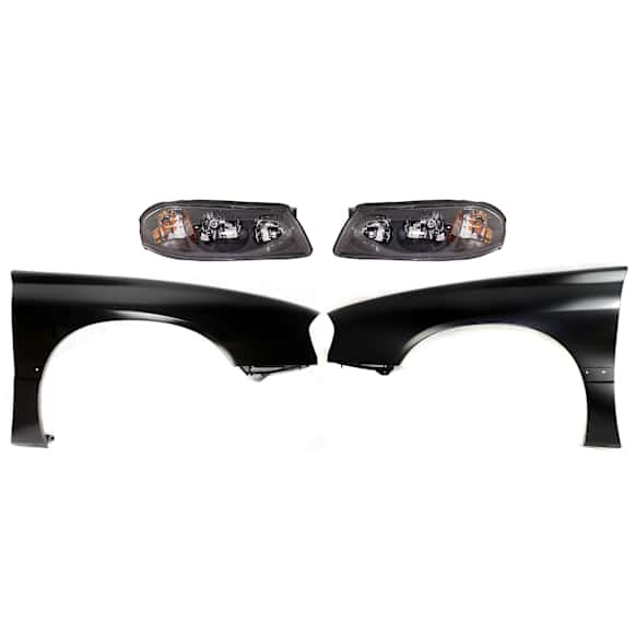 2004 Chevrolet Impala - 4-Piece Kit Driver and Passenger Side Halogen Headlight, With bulb(s), Production Date Up To February 05 2004, OE Replacement, Includes (2) Headlight and (2) Fender