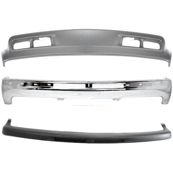 2002 Chevrolet Silverado 1500 - 3-Piece Kit Front Bumper, 4WD, Old Body Style, Chrome, Includes (1) Bumper, (1) Bumper Trim, and (1) Valance