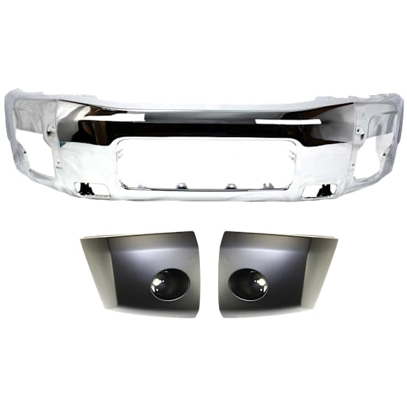 3-Piece Kit, Front Bumper, Chrome, Includes (1) Bumper and (2) Bumper End